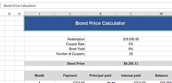 excel bond price calculator  excel sheetcom