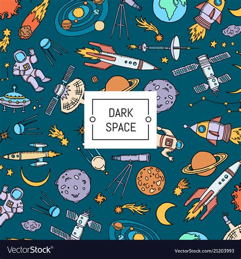 hand drawn space elements background  vector image