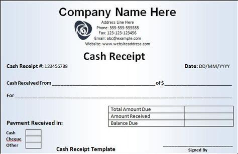 cash receipt templates word template  receipt template