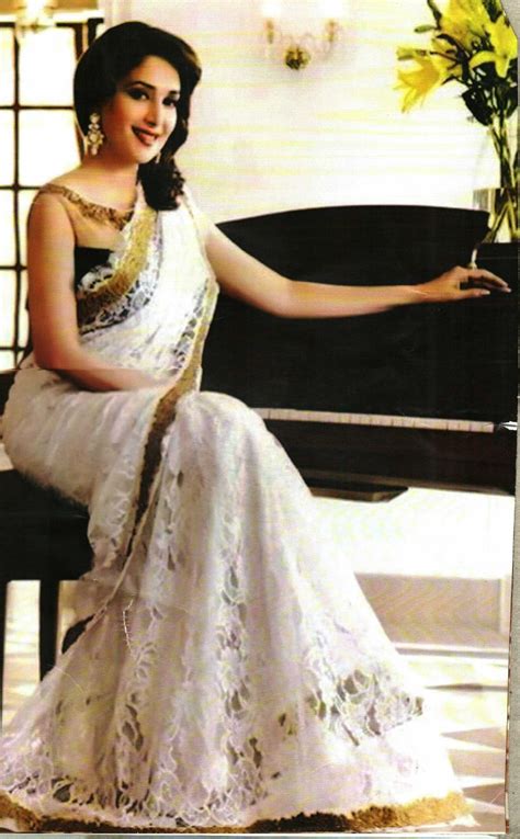 Madhuri Dixit In White Designer Saree Madhuri Dixit