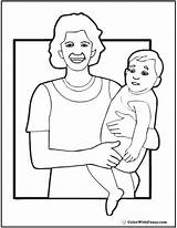 Coloring Mother Pages Mom Baby Mothers Printable Mary Drawing Child Obama Son Cartoon Barack Color Print Holding Search Getcolorings Getdrawings sketch template