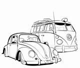 Vw Coloring Van Pages Drawing Volkswagen Beetle Bus Camper Cartoon Fusca Desenhos Google Volkswagon Kombi Hot Carros Outline Beetles Rod sketch template