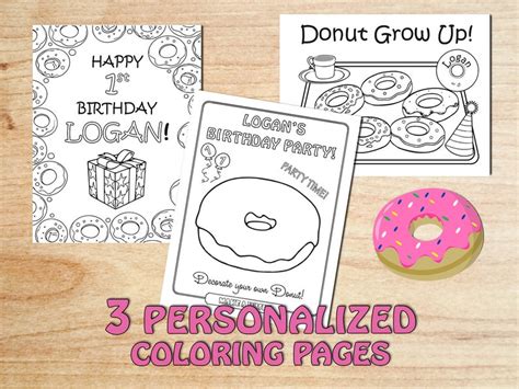 donuts birthday party coloring pages donut  birthday etsy
