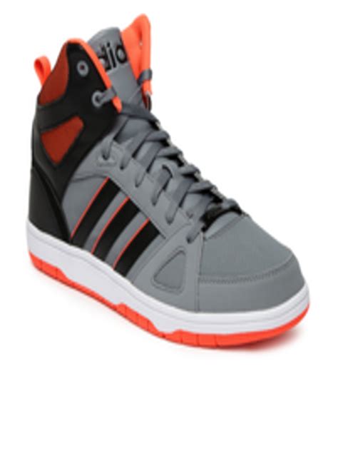 buy adidas neo men grey black solid mid top hoops team sneakers casual shoes  men