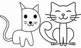 Cartoon Coloring Cats Cute sketch template
