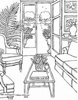 Coloring Pages Living Adults Rooms Room Color Adult Book Colouring House Drawings Some Sheets Drawing Choose Board sketch template