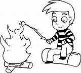 Coloring Marshmallows Roasting Camping Horse Trailer Drawing Pages Coon Boy Campfire Getdrawings Wecoloringpage sketch template
