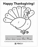 Thanksgiving Coloring Music Activity Students Alfred Beat Miss Want Don Turkey sketch template