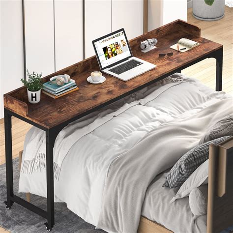 buy tribesigns overbed table  wheels queen size mobile computer