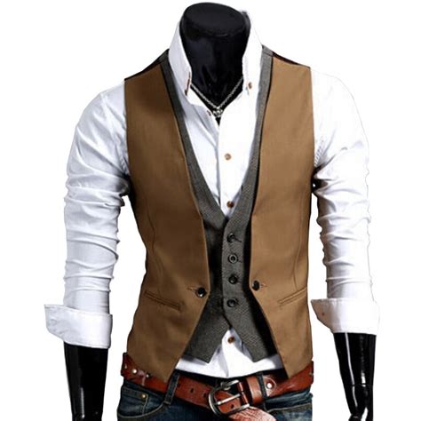 new style men s vests fashion plaid pattern slim fit vest