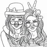 Coloring Pages People Cool Bff Visit sketch template