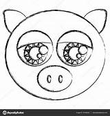 Pig Cute Eyes Nose Drawing Big Getdrawings Eye sketch template