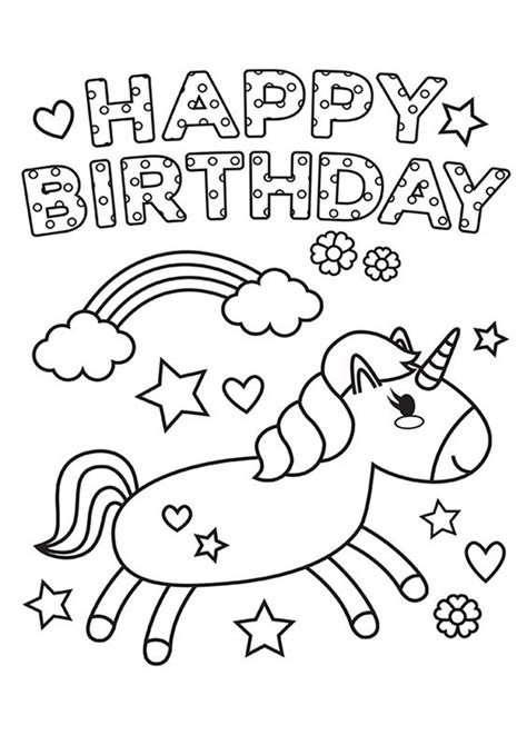 happy birthday card printable coloring printable templates
