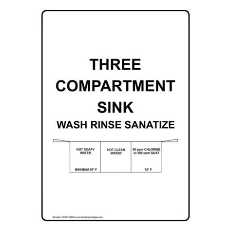 compartment sink sign white   aluminum  safe food