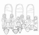 Jesus Wine Coloring Water Turns Into Cana Wedding Crafts Bible Pages Kids Jesue John School Craft Board Sunday Preschool Church sketch template