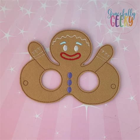 gingerbread mask embroidery design  hoop  larger release nov