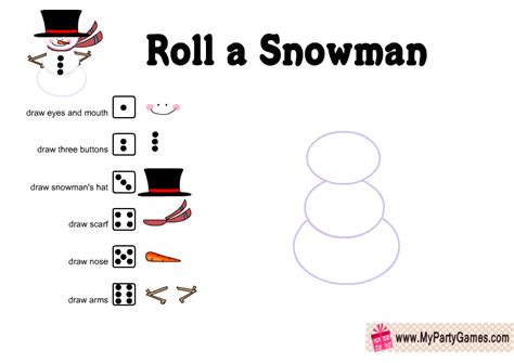 printable roll  snowman game  christmas