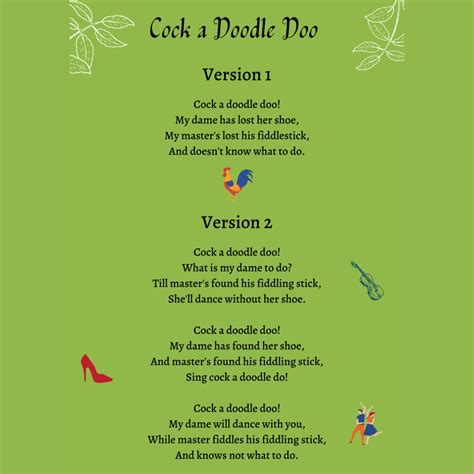 Cock A Doodle Doo Printable Lyrics Origins And Video