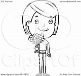 Adolescent Teenage Holding Flowers Girl Clipart Cartoon Thoman Cory Outlined Coloring Vector 2021 sketch template