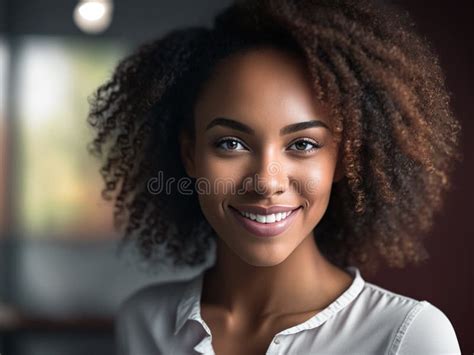 Smiling Attractive Beautiful African American Girl With Clean Healthy