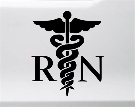 rn  caduceus symbol vinyl decal registered nurse lpn die cut