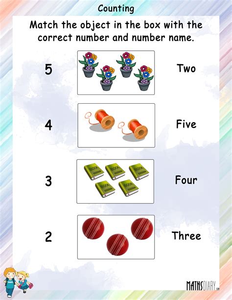 count  objects  match   numbers math worksheets