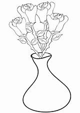 Coloring Vase Roses Printable sketch template