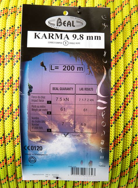 lina dynamiczna beal karma standard 9 8 mm 1m yellow 8a pl