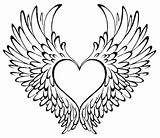 Angel Coloring Pages Heart Wings Getcolorings Color Printable sketch template