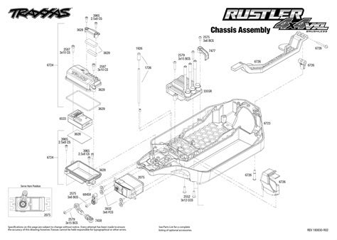 exploded view traxxas rustler  vxl wd tqi rtr bez  chassis