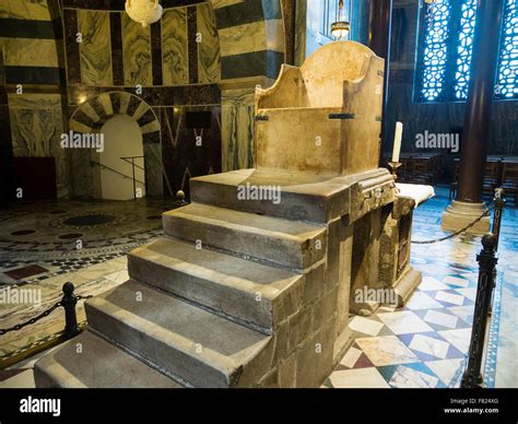 throne  charlemagne   aachen aix la chapelle cathedral stock photo alamy