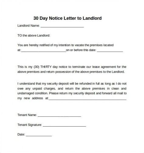 moving  notice letter template     landlord move