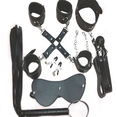 8pcs leather fetish adult sex game toy kit for couples bondage