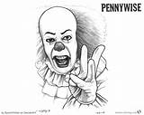 Pennywise Pages Coloring Drawing Clown Fanart Print Printable Kids sketch template