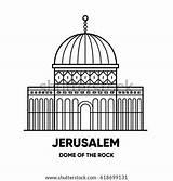 Dome Rock Coloring Jerusalem Vector Mosque Logo Illustration Template Icon Sketch sketch template
