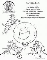 Nursery Coloring Diddle Rhymes Pages Hey Rhyme Preschool Printable Go Dog Kids Reading Cow Color Moon Over Activities Crafts Jumped sketch template