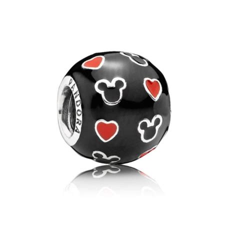 pandora disney mickey silver charm  black  red enamel womens fashion jewellery