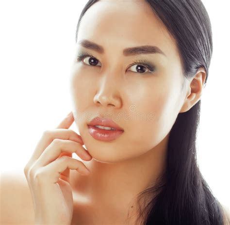 Asian Woman Beauty Face Closeup Portrait Beautiful Attractive Mixed