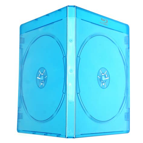 pcs blu ray logo mm empty blue case double cd dvd disc storage