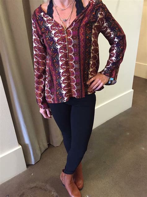 patterned top top pattern blouse long sleeve sleeves womens top
