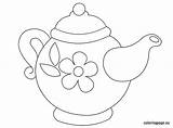 Coloring Teapot Tea Pages Pot Flower Template Teapots Printable Templates Pattern Pots Printables Book Print Party Coloringpage Big Embroidery Kids sketch template