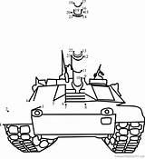 Tank Dot Front Connect Dots Worksheet Printable Tanks Abrams M1 Drawing Kids Army Getdrawings Connectthedots101 Transporation sketch template