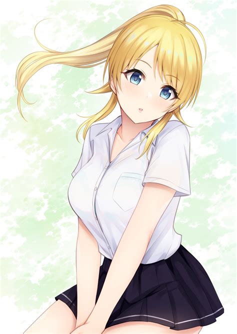 Safebooru 1girl O Absurdres Bangs Between Legs Black Skirt Blonde