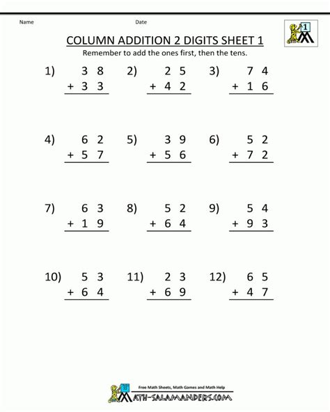 digit addition worksheets math addition worksheets addition