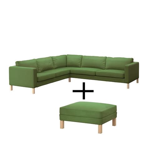 ikea karlstad corner sofa  footstool slipcover cover sivik dark green