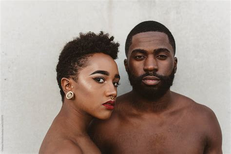 «a Young Black Couple Facing Each Other Del Colaborador De Stocksy