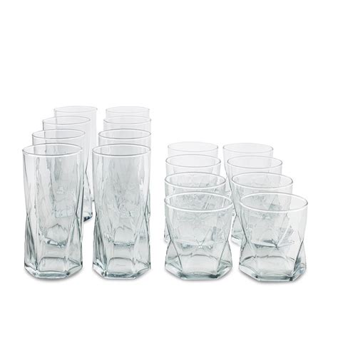 Libbey Rhombus Drinking Glass Combo Set Of 16 Clear Kitchen Stuff