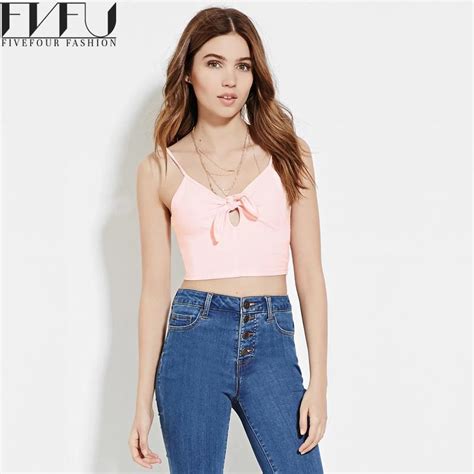 New Fashion 2018 Summer Tops Women Girls Solid Color Cute Crop Top Bow