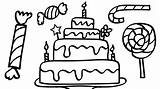 Coloring Candy Cake Colouring Kids Pages Birthday Book sketch template