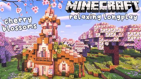 minecraft relaxing longplay cherry blossom grove house  commentary